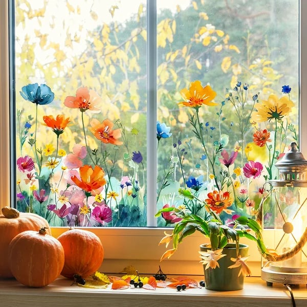 Beidseitiger Fensteraufkleber mit Blumenmotiv (kann auf jede Größe zugeschnitten werden) – 1 kaufen, 1 gratis erhalten! Mivoza Deutschland