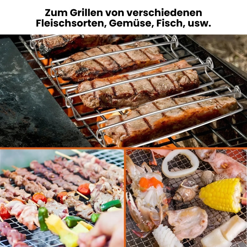 2+2 Gratis | Edelstahl-Hähnchenflügel-Grillschienen