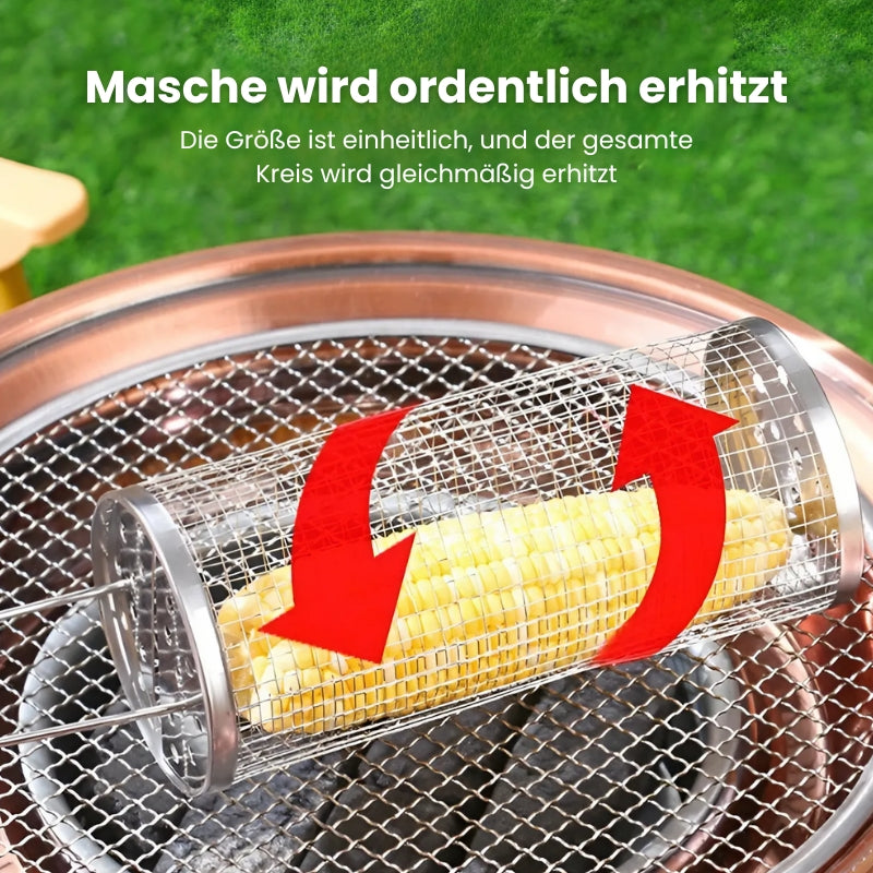 1+1 Gratis | Tragbarer rollender Grillkorb aus Edelstahl