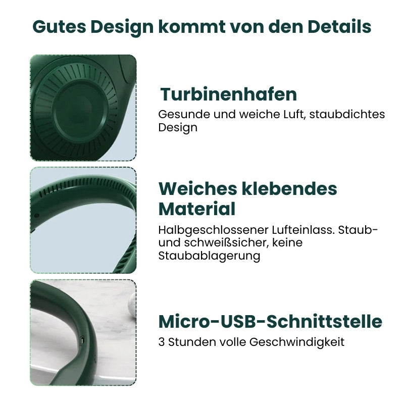 Tragbarer Halsventilator mit 360° Luftstrom