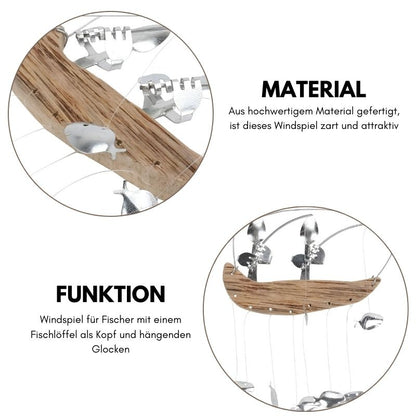 Handgemachte Fischer Löffel Fisch Skulptur Windspiel