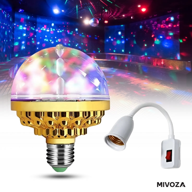 Bunte LED-Partyleuchte mit 360° drehbarem Strahl