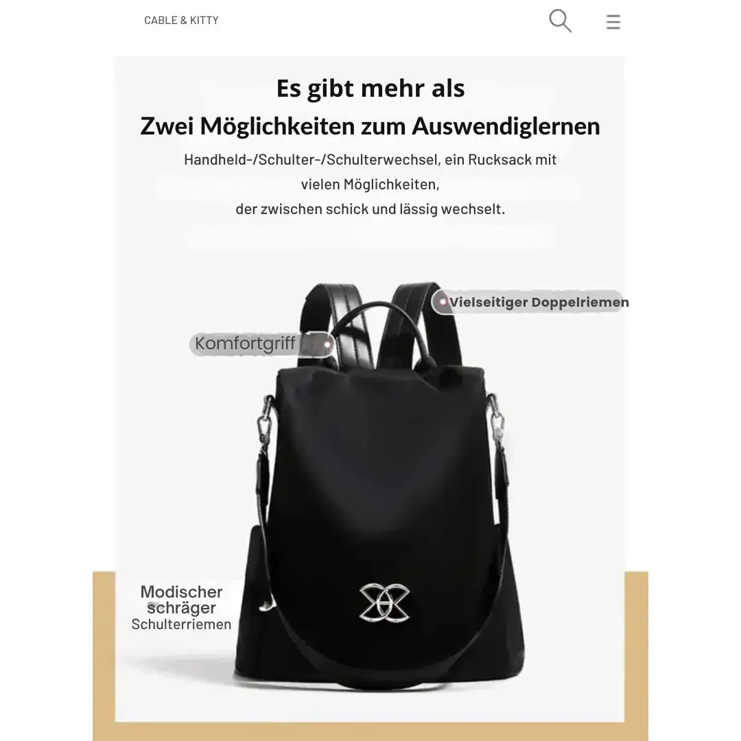 Eleganter Anti-Diebstahl-Rucksack mit verstecktem Reißverschluss Mivoza Deutschland