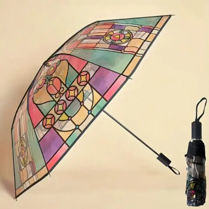 Automatischer Vintage-Buntglas-Regenschirm – Windfest und Stilvoll Mivoza Deutschland