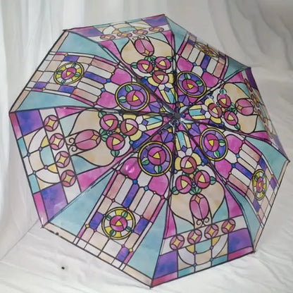 Automatischer Vintage-Buntglas-Regenschirm – Windfest und Stilvoll Mivoza Deutschland