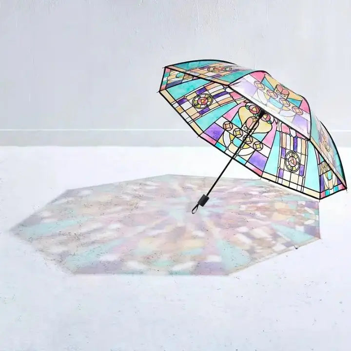 Automatischer Vintage-Buntglas-Regenschirm – Windfest und Stilvoll Mivoza Deutschland