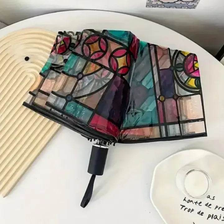 Automatischer Vintage-Buntglas-Regenschirm – Windfest und Stilvoll Mivoza Deutschland