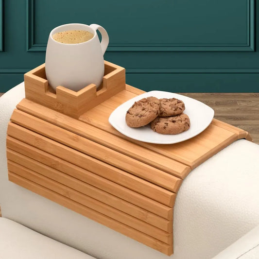 Bambus Armlehnen Tablett — Umweltfreundlicher Becher- und Snackhalter für das Sofa Mivoza Deutschland