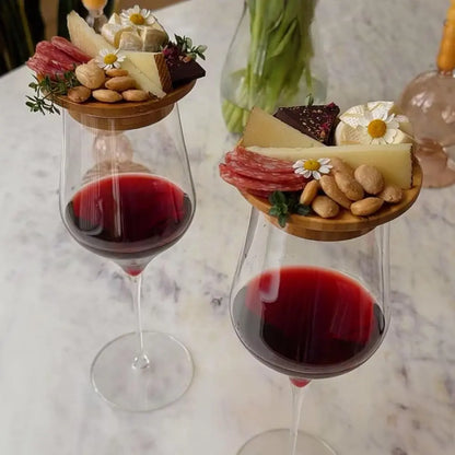 Bambus-Weinglas-Snackhalter — Eleganter Snackhalter für Weinabende Mivoza Deutschland