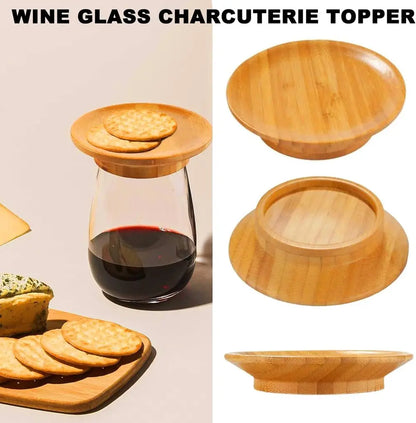 Bambus-Weinglas-Snackhalter — Eleganter Snackhalter für Weinabende Mivoza Deutschland