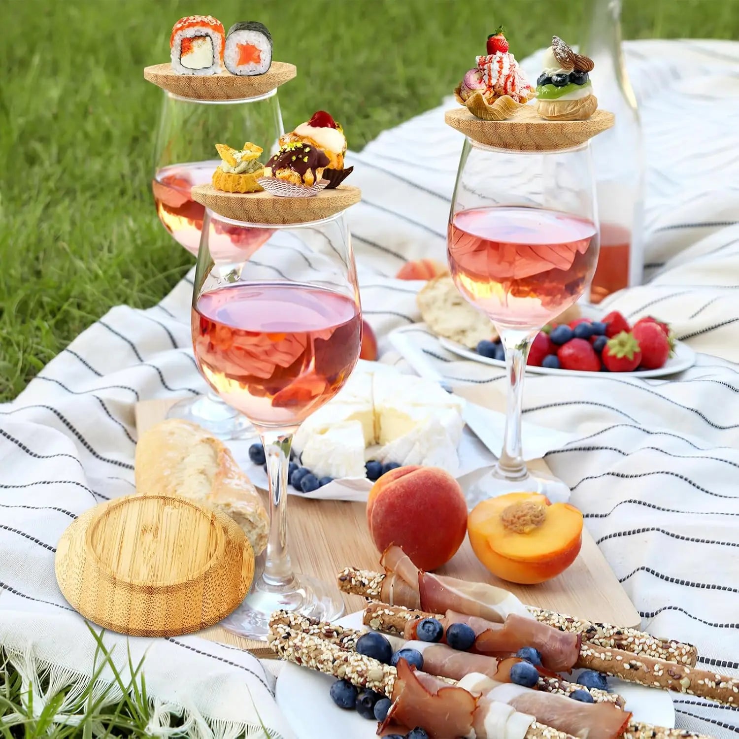 Bambus-Weinglas-Topper (4-Stück) Mivoza Deutschland