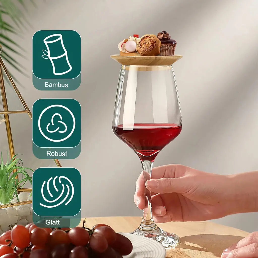 Bambus-Weinglas-Topper (4-Stück) Mivoza Deutschland