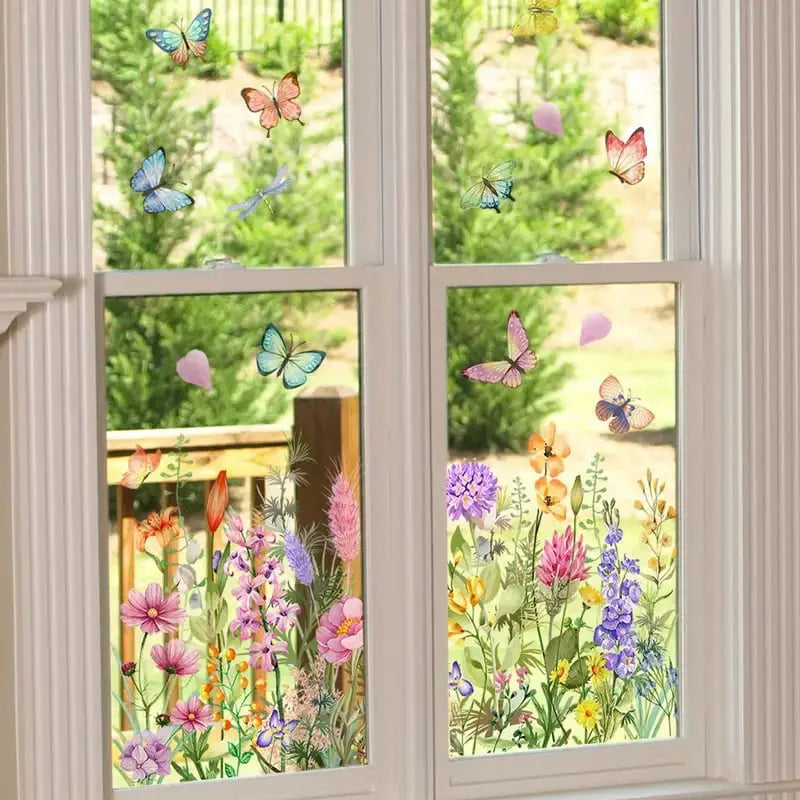 Beidseitiger Fensteraufkleber mit Blumenmotiv (kann auf jede Größe zugeschnitten werden) – 1 kaufen, 1 gratis erhalten! Mivoza Deutschland