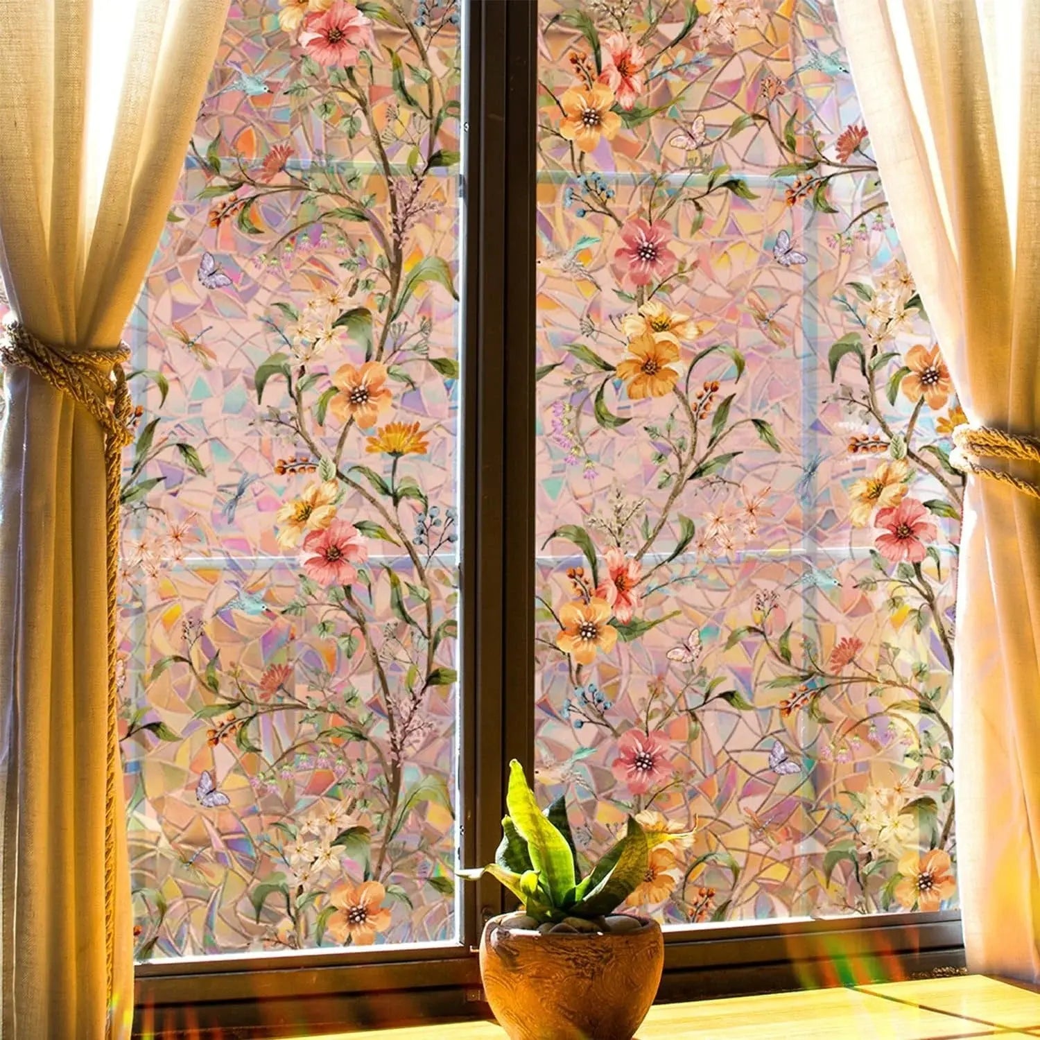 Beruhigender Blumen-Fenstersticker – Zuschneidbar auf Wunschgröße Mivoza Deutschland