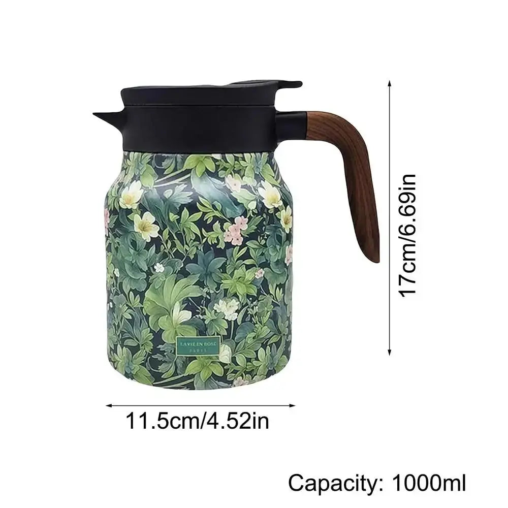 Blumiger Edelstahl-Teekanne mit Sieb - 1000ml Vintage Eleganz Mivoza Deutschland