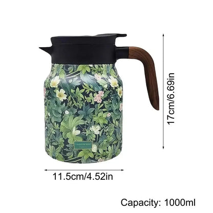 Blumiger Edelstahl-Teekanne mit Sieb - 1000ml Vintage Eleganz Mivoza Deutschland