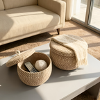 Gewebter Aufbewahrungskorb mit Deckel – Boho Rund Design