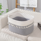 Baumwoll-Aufbewahrungskorb mit Quasten – Dekoratives Boho-Design