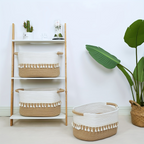 Baumwoll-Aufbewahrungskorb mit Quasten – Dekoratives Boho-Design