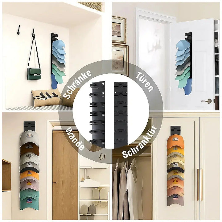 Cap-Organizer für die Wand – 10 Caps griffbereit, keine verknickten Schirme mehr