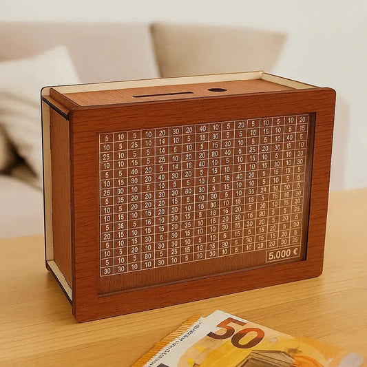 CashBox Geldbox aus Holz – Mit Markierung für jeden eingeworfenen Schein Mivoza Deutschland