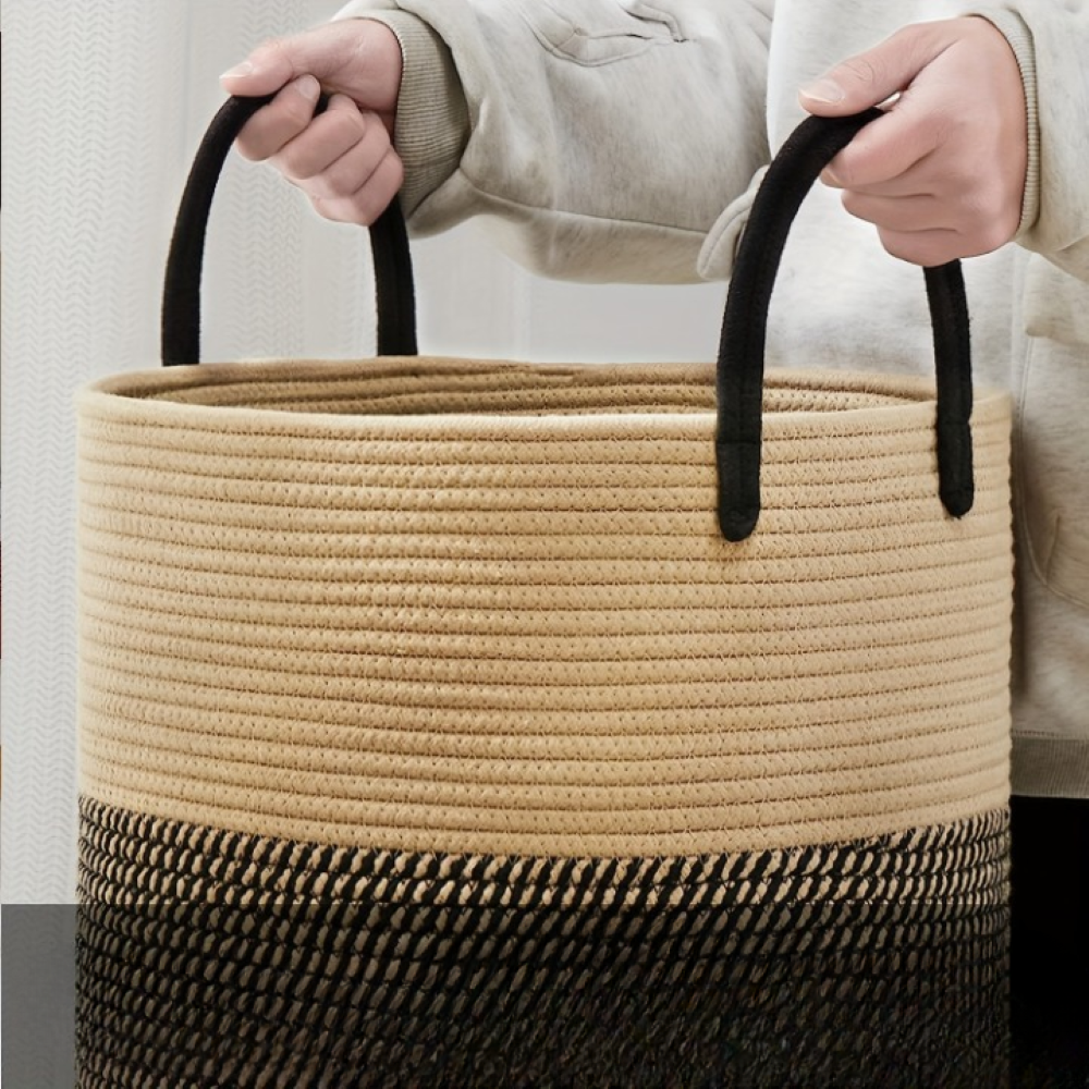 Baumwoll-Wäschekorb 58L – Fasst Eine Woche Mühelos