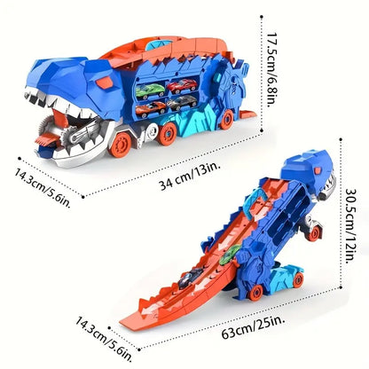 Dinosaurier-Transporter – Zusammenklappbare Rennstrecke mit Metallautos Mivoza Deutschland