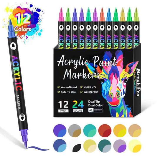 Doppelseitiger Acrylfarbenmarker – Multiflächen-Kunststift mit kräftigen Farben Mivoza Deutschland