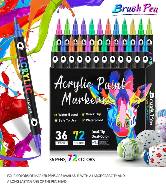 Doppelseitiger Acrylfarbenmarker – Multiflächen-Kunststift mit kräftigen Farben Mivoza Deutschland