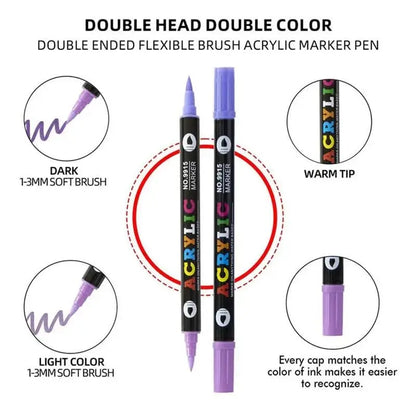 Doppelseitiger Acrylfarbenmarker – Multiflächen-Kunststift mit kräftigen Farben Mivoza Deutschland