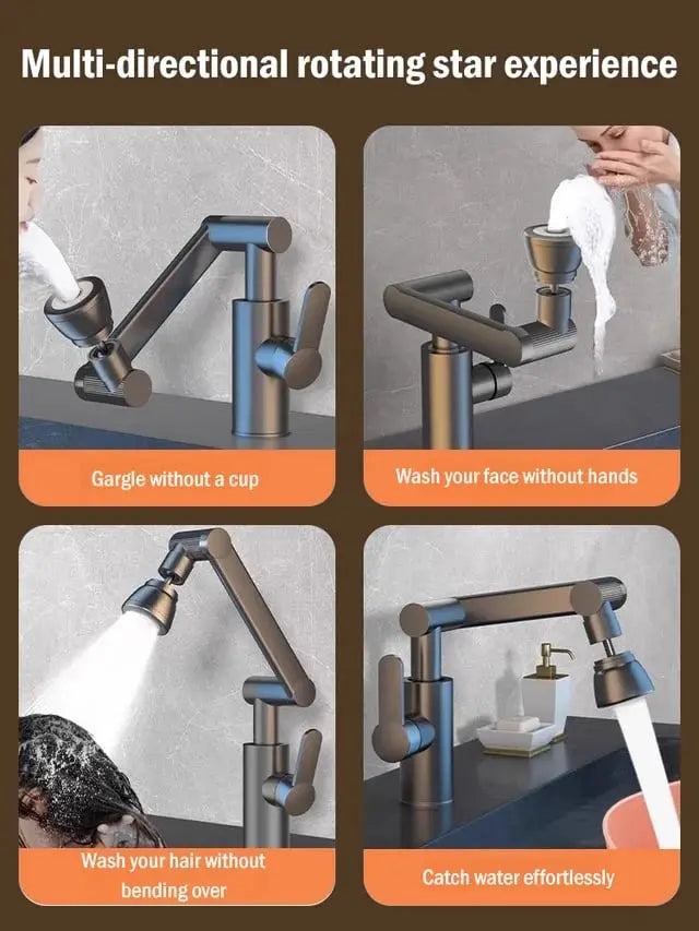 Drehbarer 1080°-Wasserhahn – Roboterarm-Design & 2 Strahlarten Mivoza Deutschland