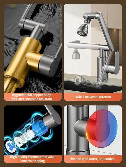 Drehbarer 1080°-Wasserhahn – Roboterarm-Design & 2 Strahlarten Mivoza Deutschland