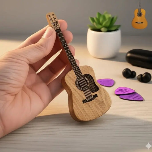 Elegante Holzbox für Gitarren-Plektren mit Ständer Mivoza Deutschland
