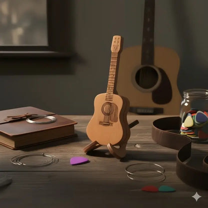 Elegante Holzbox für Gitarren-Plektren mit Ständer Mivoza Deutschland