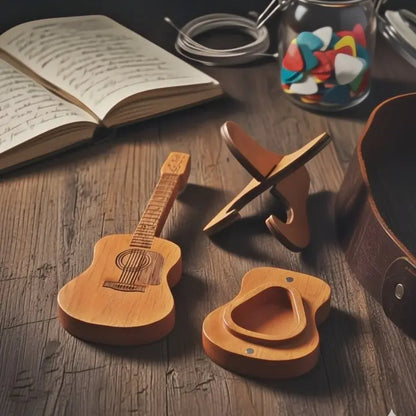 Elegante Holzbox für Gitarren-Plektren mit Ständer Mivoza Deutschland