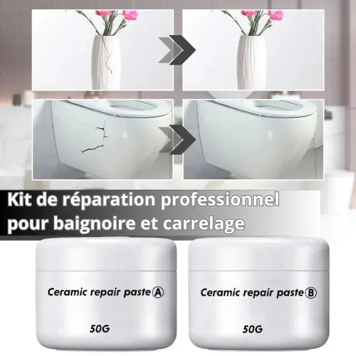 Fliesen Reparaturpaste – Risse & Absplitterungen in Minuten ausbessern | Keramik Reparaturset 50g (2 Stück) Mivoza Deutschland