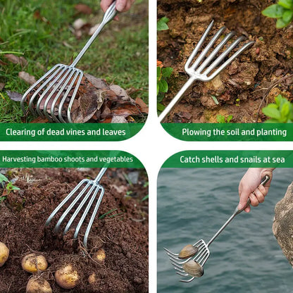 Gartenrechen aus Edelstahl — Stabiler Handrechen mit rutschfestem Griff Mivoza Deutschland