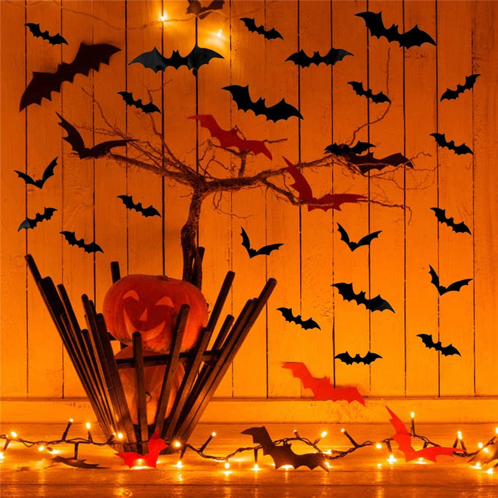 BatWall™ Halloween 3D Fledermaus Wanddekoration (48er Satz)