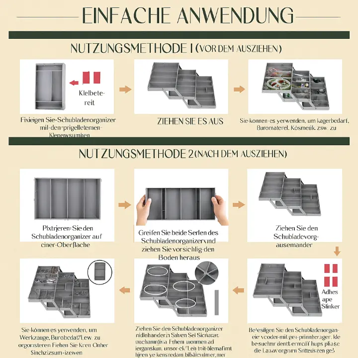 Intelligenter 3-stöckiger Schubladen-Organizer – Erweiterbar & Platzsparend für Standard-Schubladen Mivoza Deutschland