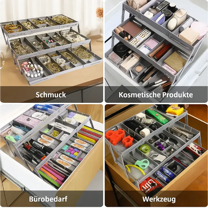 Intelligenter 3-stöckiger Schubladen-Organizer – Erweiterbar & Platzsparend für Standard-Schubladen Mivoza Deutschland