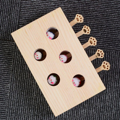 Whack-a-Mole Katzenspielzeug aus Holz