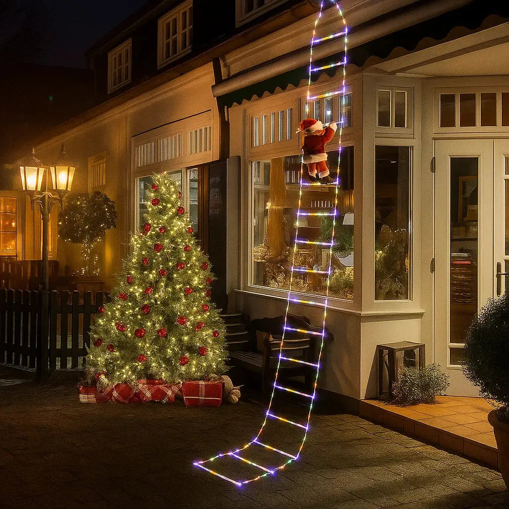 Kletternder Weihnachtsmann mit LED-Lichterkette – Festliche Deko für Ihr Zuhause Mivoza Deutschland