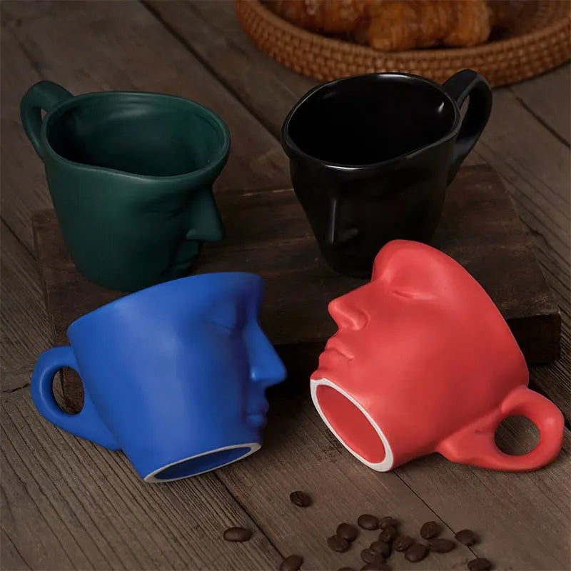 Kreative Keramik-Kuss-Kaffeetasse mit Gesichtsmotiv Mivoza Deutschland