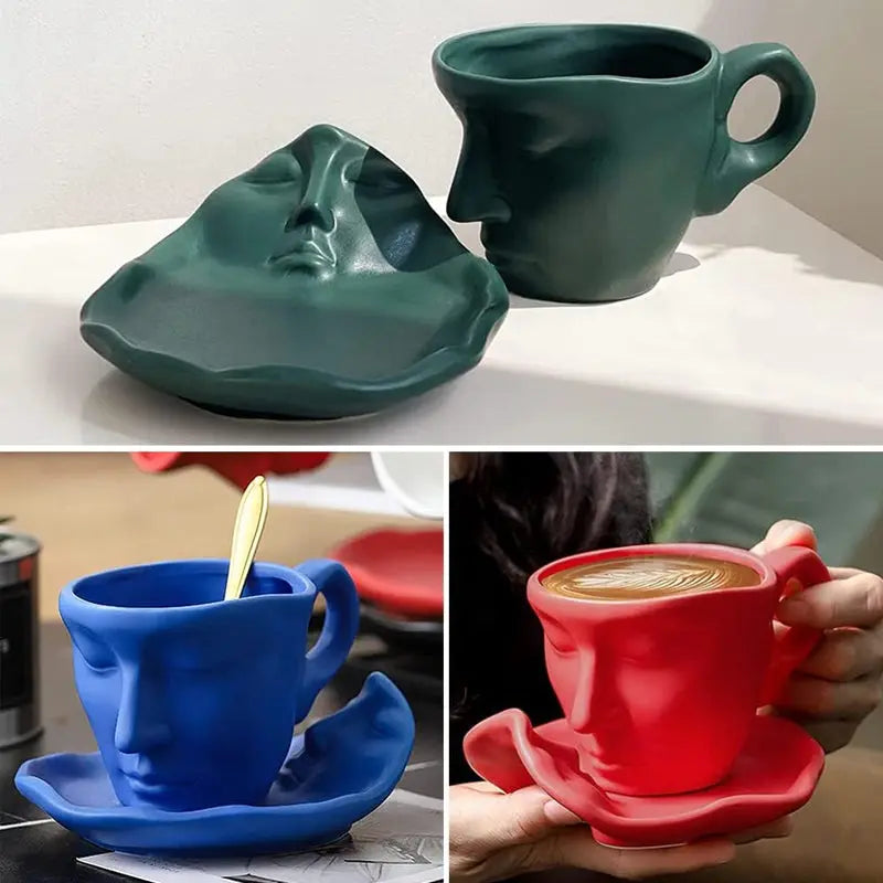 Kreative Keramik-Kuss-Kaffeetasse mit Gesichtsmotiv Mivoza Deutschland