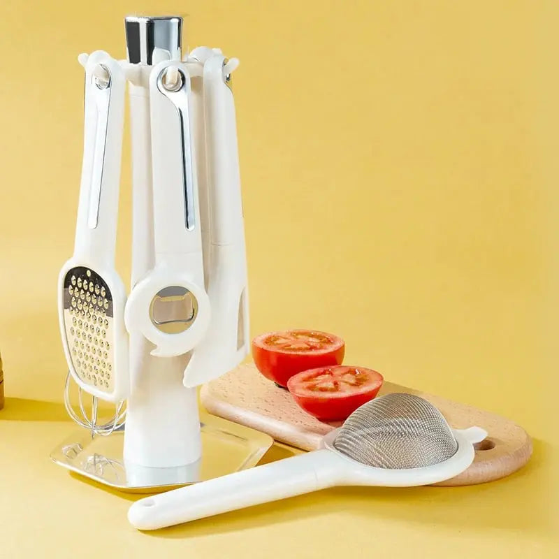 Küchenhelfer-Set — Schäler, Reibe, Schneebesen, Öffner, Sieb & Halter Mivoza Deutschland