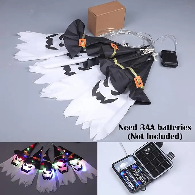 LED-Laternen-Lichterkette mit Geisterhüten, 5er-Set Mivoza Deutschland