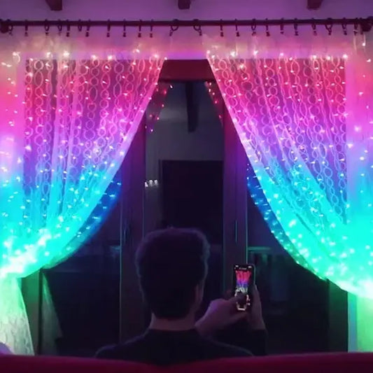 LED Regenbogen Vorhang Lichter — Farbwechsel Wasserdicht Dekoration Mivoza Deutschland