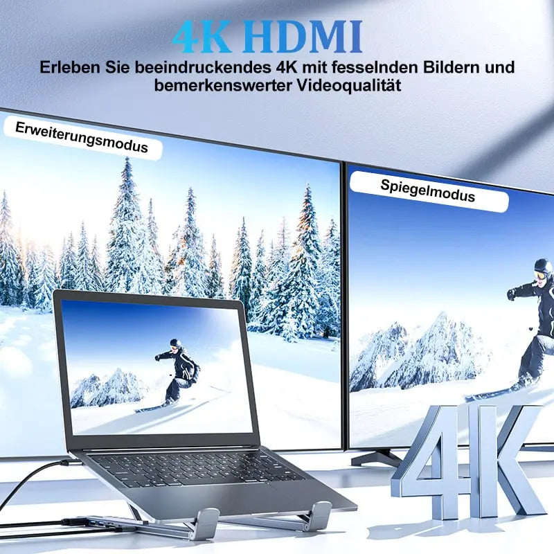 Laptopständer faltbar mit 8-in-1-Hub – Für Technikliebhaber & Schnellladefans Mivoza Deutschland