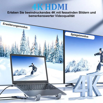 Laptopständer faltbar mit 8-in-1-Hub – Für Technikliebhaber & Schnellladefans Mivoza Deutschland