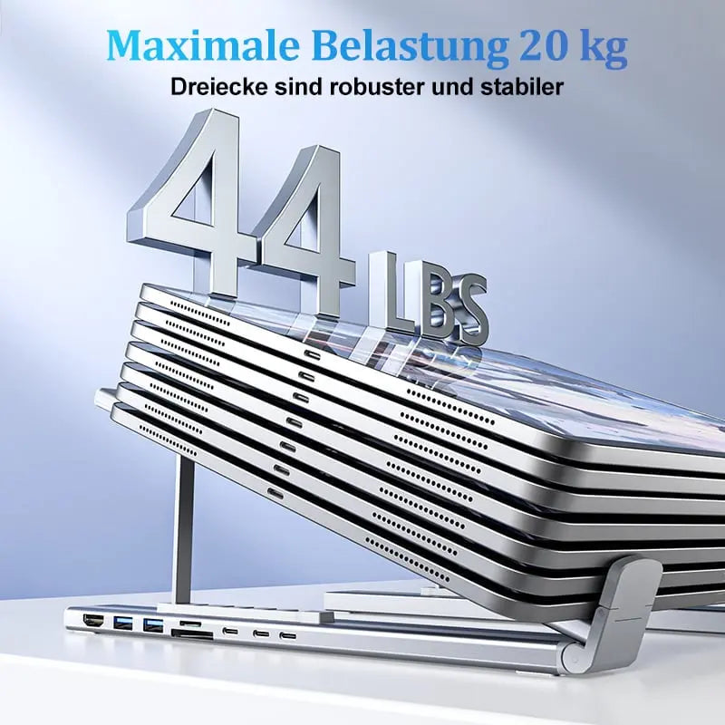 Laptopständer faltbar mit 8-in-1-Hub – Für Technikliebhaber & Schnellladefans Mivoza Deutschland